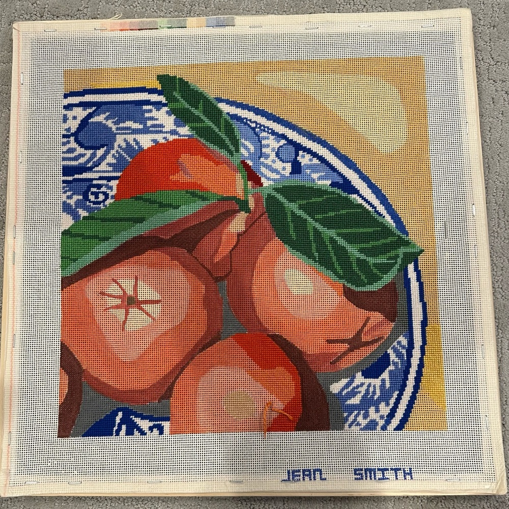 Plate of Oranges Needlepoint canvas by Jean Smith